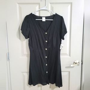 Black button-down shirt/dress.